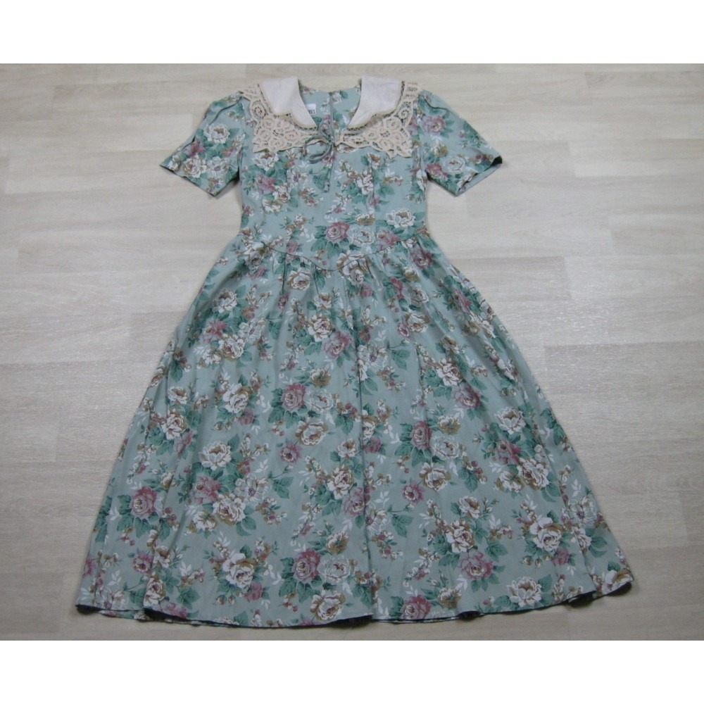 Vintage 80s Piccalino Midi Dress (8 Petite) Prairie Cottagecore Romantic